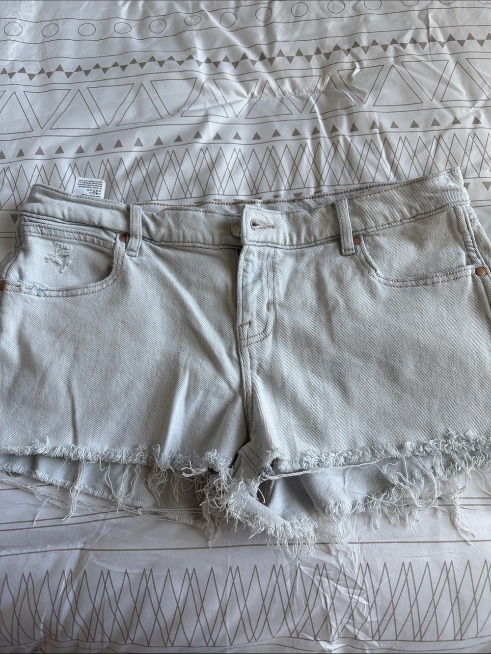 American Eagle Outfitters Light Gray Frayed Hem Jean Shorts